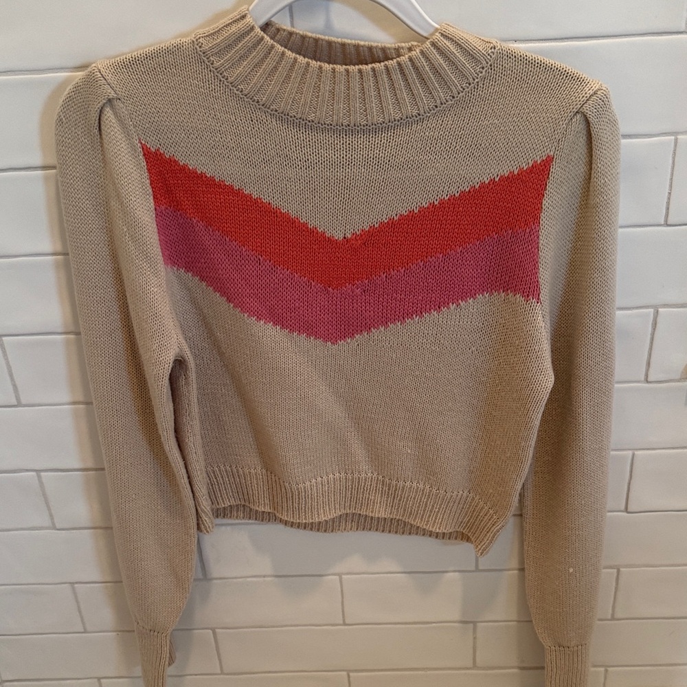 Fashion Nova Chevron Patterned Beige Sweater